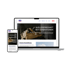 Laptop und Smartphone zeigen die WEFI-Website mit Holzdeko und Bannertext.