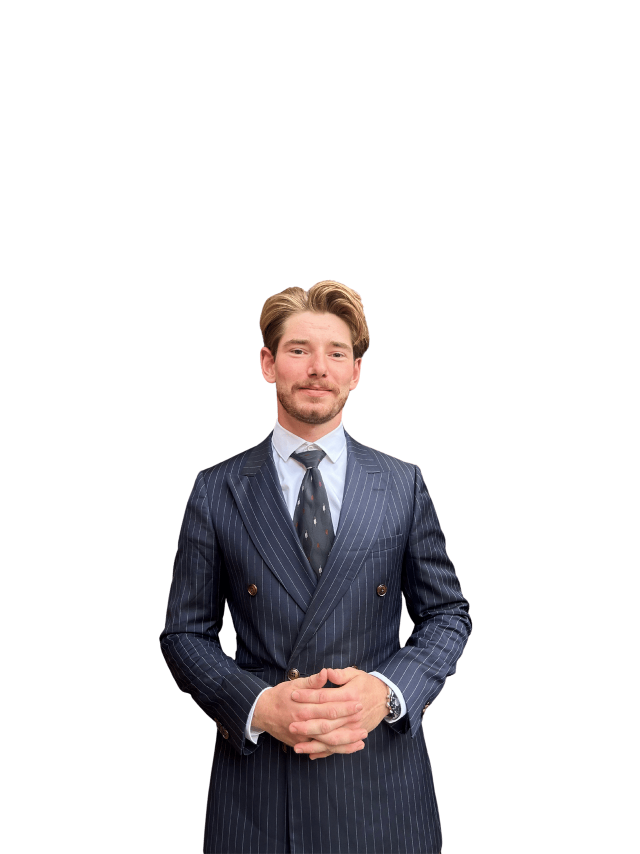Justin Flick im Nadelstreifenanzug