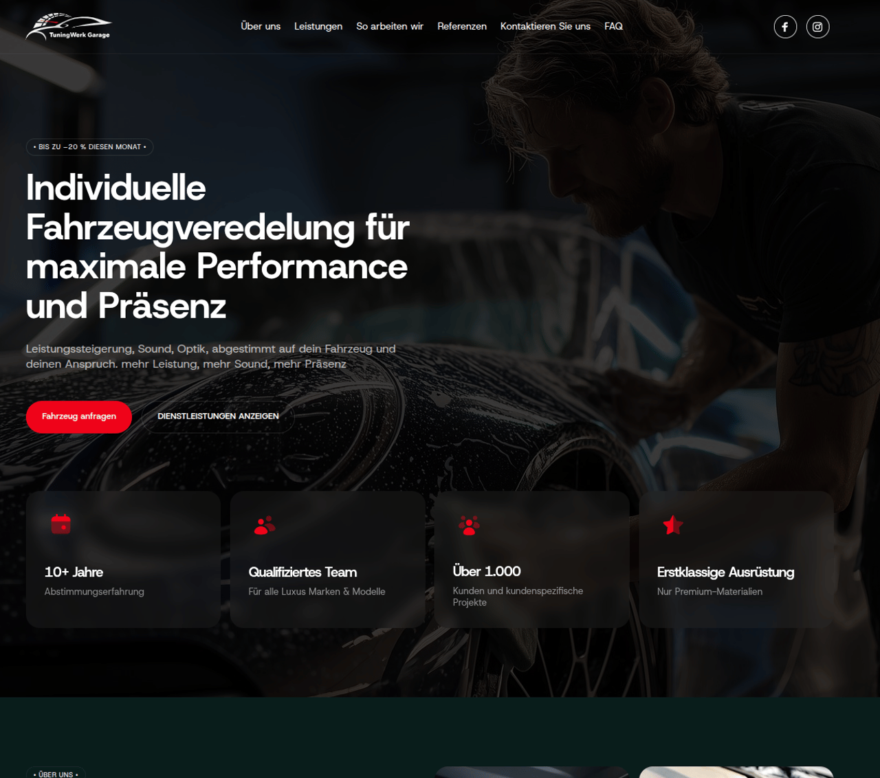 Website-Header für TuningWerk Garage