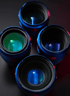 Picture shows front of different ananmorphic lenses