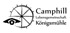 Logo: Camphill Lebensgemeinschaft Königsmühle mit Windmühlenrad und stilisiertem Auge.