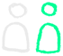 Zwei stilisierte Personensymbole auf grünem Hintergrund, eines weiß, das andere hellgrün.