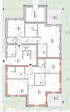 Grundrisszeichnung mit zwei Wohneinheiten, Terrassen und einem Untergeschoss mit Technik- und Abstellräumen.