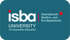 isba UNIVERSITY Logo: isba Internationale Studien- und Berufsakademie, University of Cooperative Education, auf Türkis.