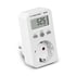 Weißes Trotec BX09 Strommessgerät mit digitalem Display, das "52.5 W" anzeigt, und einer Schuko-Steckdose.