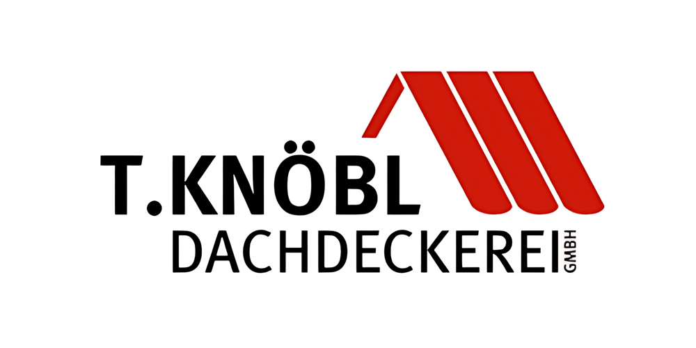 Logo T. KNÖBL DACHDECKEREI GmbH mit drei roten Dachgiebeln.