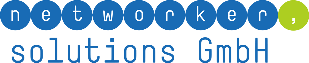 Logo "networker, solutions GmbH" auf dunkelgrünem Hintergrund.