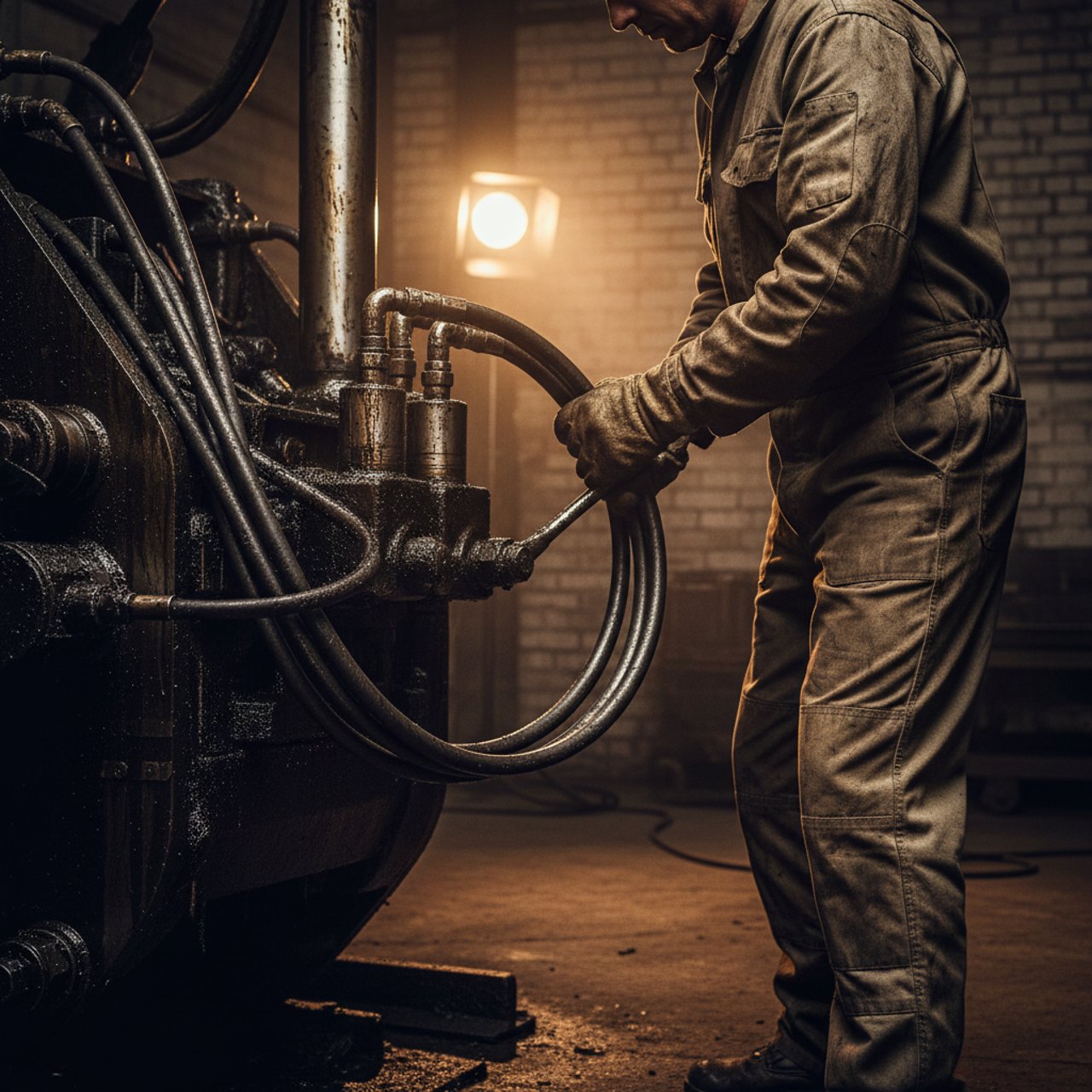 Hydraulikzylinder und Schläuche