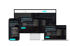 Responsive Website für einen Immobilienmakler, visualisiert in einem stilisierten Mockup mit Laptop, Tablet und Smartphone – modernes, dunkles Design mit professioneller Anmutung.