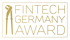 Goldenes Logo mit dem Text "FINTECH GERMANY AWARD" und einem stilisierten Schraubenschlüssel.