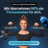 Lächelnde Frau mit Kopfhörern zeigt Bizeps, daneben Text: "50% der Fitnesskosten für dich. Bis CHF 200.-/Jahr."