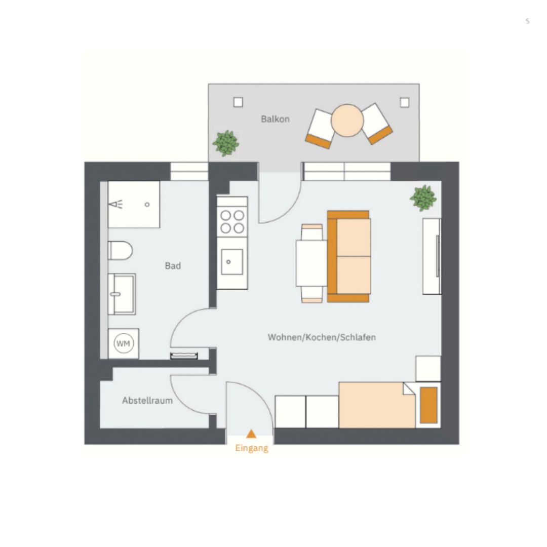 Grundriss Apartment 7, 39,31 m², Obergeschoss
