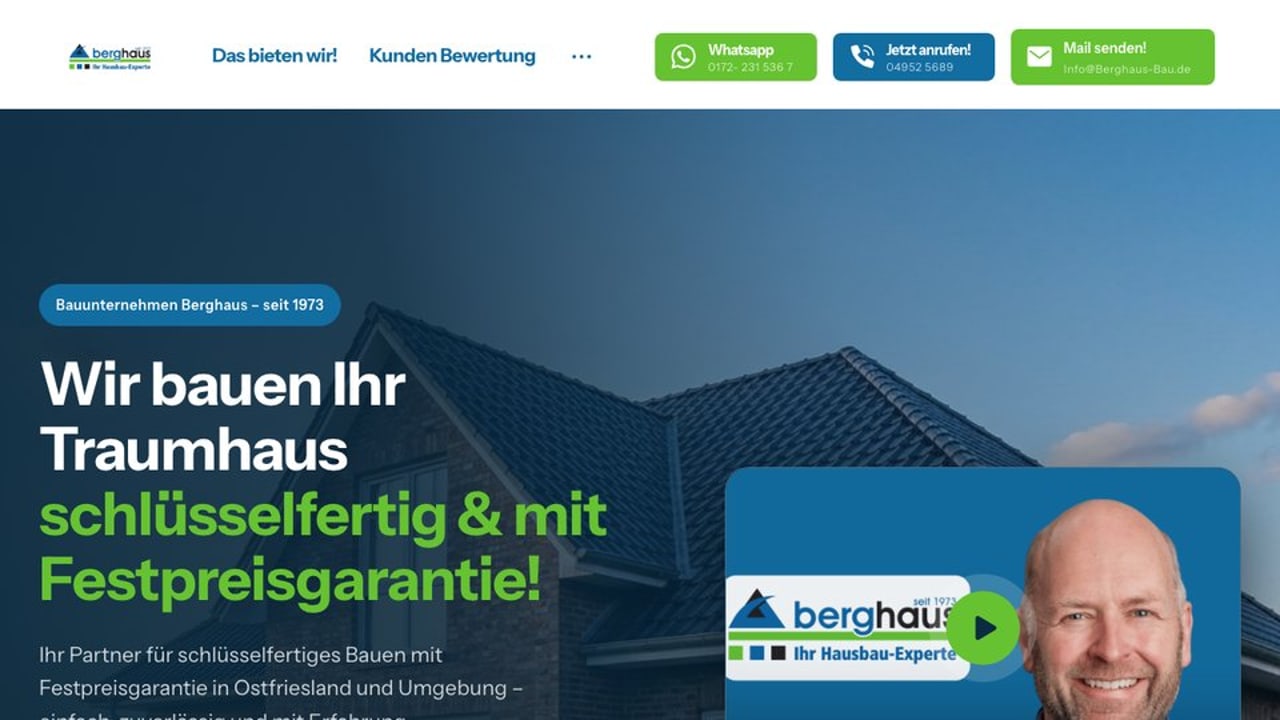 Startseite von Berghaus Bau mit Festpreisgarantie