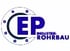 Blaues "EP" Logo mit "INDUSTRIE-ROHRBAU" und einem stilisierten Rohrflanschring.