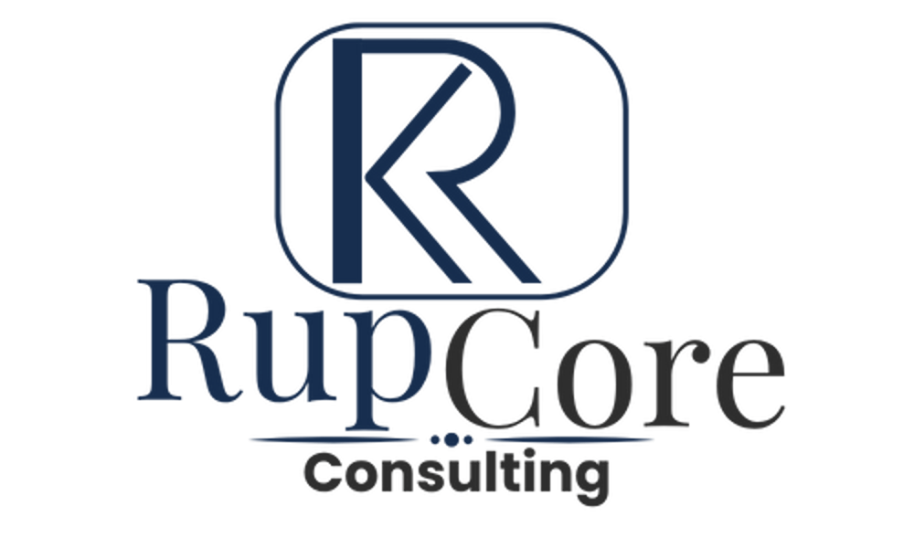 RupCore Consulting Logo mit stilisiertem R-Symbol.