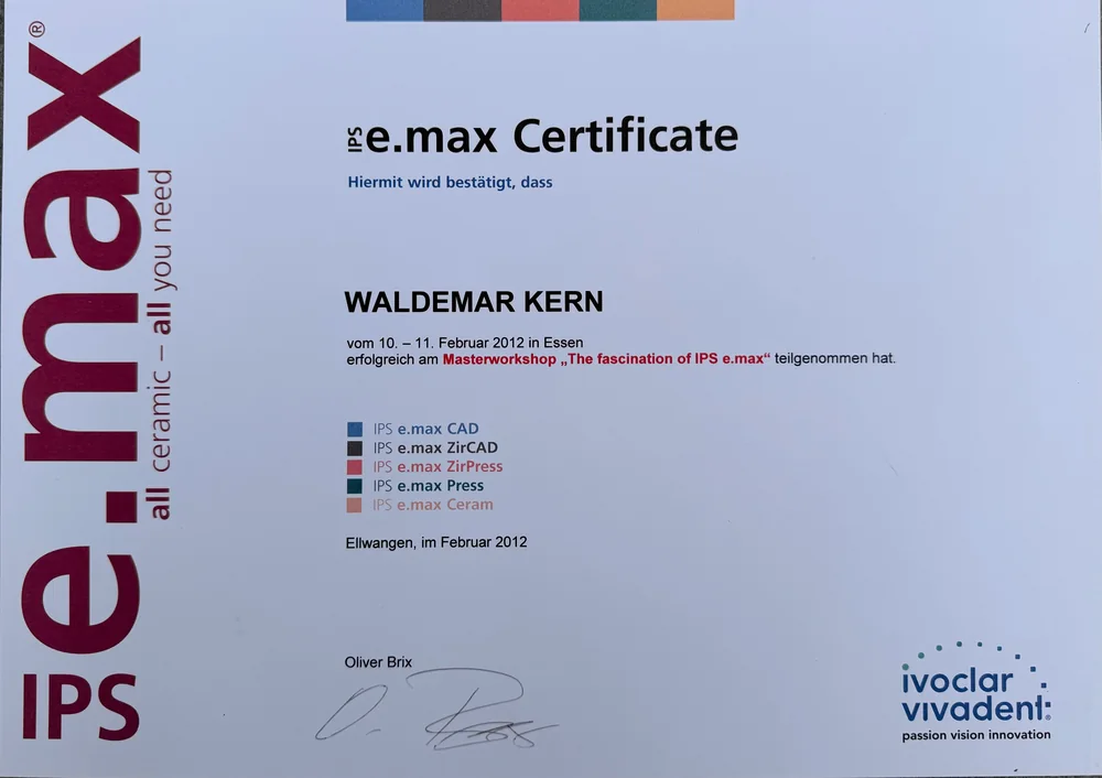 Fortbildungszertifikat 14 von ADU-Dental