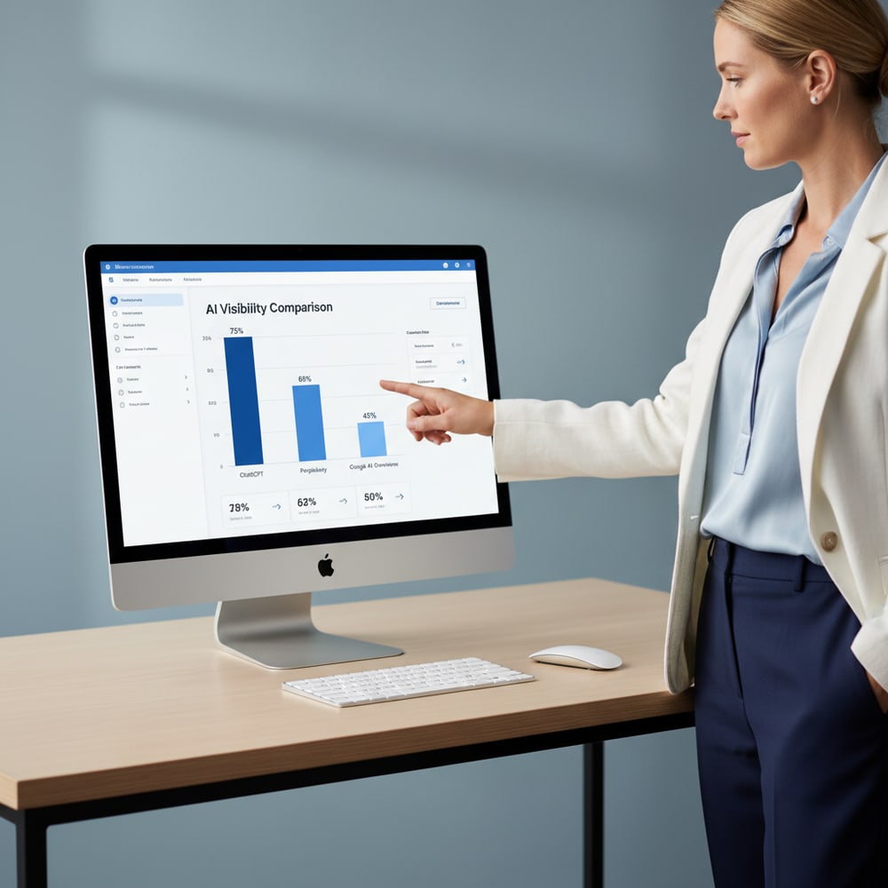 Dashboard mit Trefferquote je KI-System als Balkendiagramm