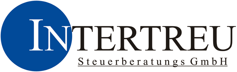 Logo mit blauem Kreis und weißem "IN", daneben schwarzer Text "INTERTREU Steuerberatungs GmbH".
