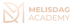 Rosafarbenes Melisdag Academy Logo auf dunkelgrünem Hintergrund.