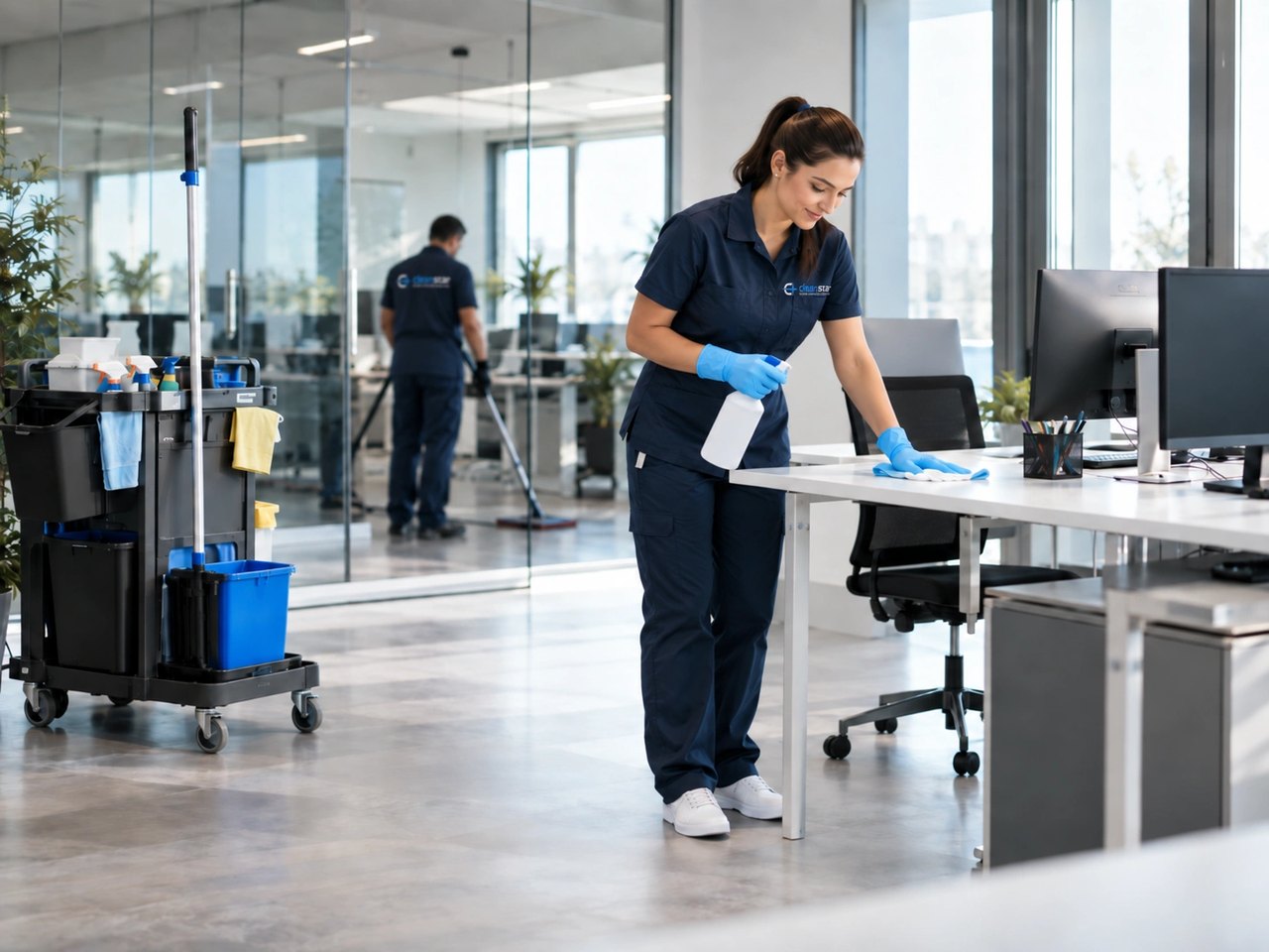 Gereinigter Arbeitsplatz in einem hellen Büro