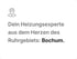 Standort-Symbol über dem Text: "Dein Heizungsexperte aus dem Herzen des Ruhrgebiets: Bochum."
