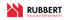 Logo von Rubbert Bauunternehmen mit einer roten Grafik, die an stilisierte Hausdächer oder Fabrikhallen erinnert.