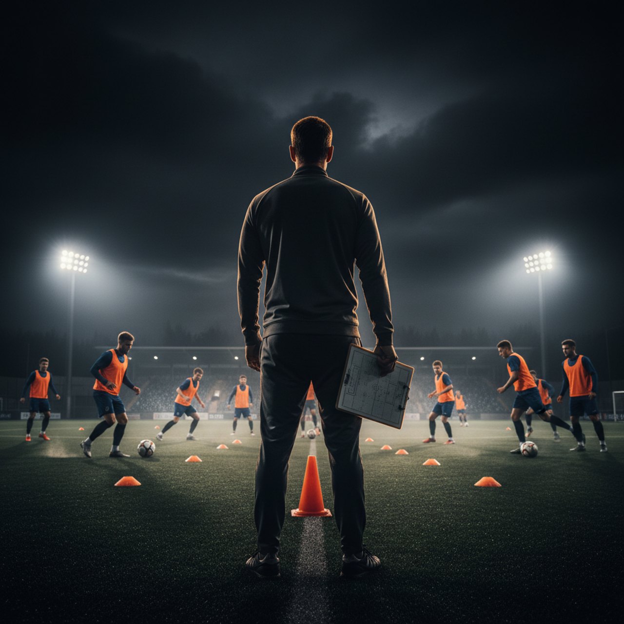 Night training under floodlights