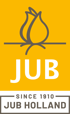 Logo mit Tulpenzwiebel-Symbol, dem Schriftzug „JUB“ und „SINCE 1910 JUB HOLLAND“.