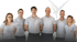 Sechs lächelnde Teammitglieder in hellgrauer Sportbekleidung vor schwarzem Hintergrund mit dem Schriftzug Lifestyle.