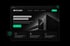 Dunkles Website-Interface-Design von AB STUDIO mit grünen Akzenten, Architektur-Foto und Icons für Sicherheit und Zeit.