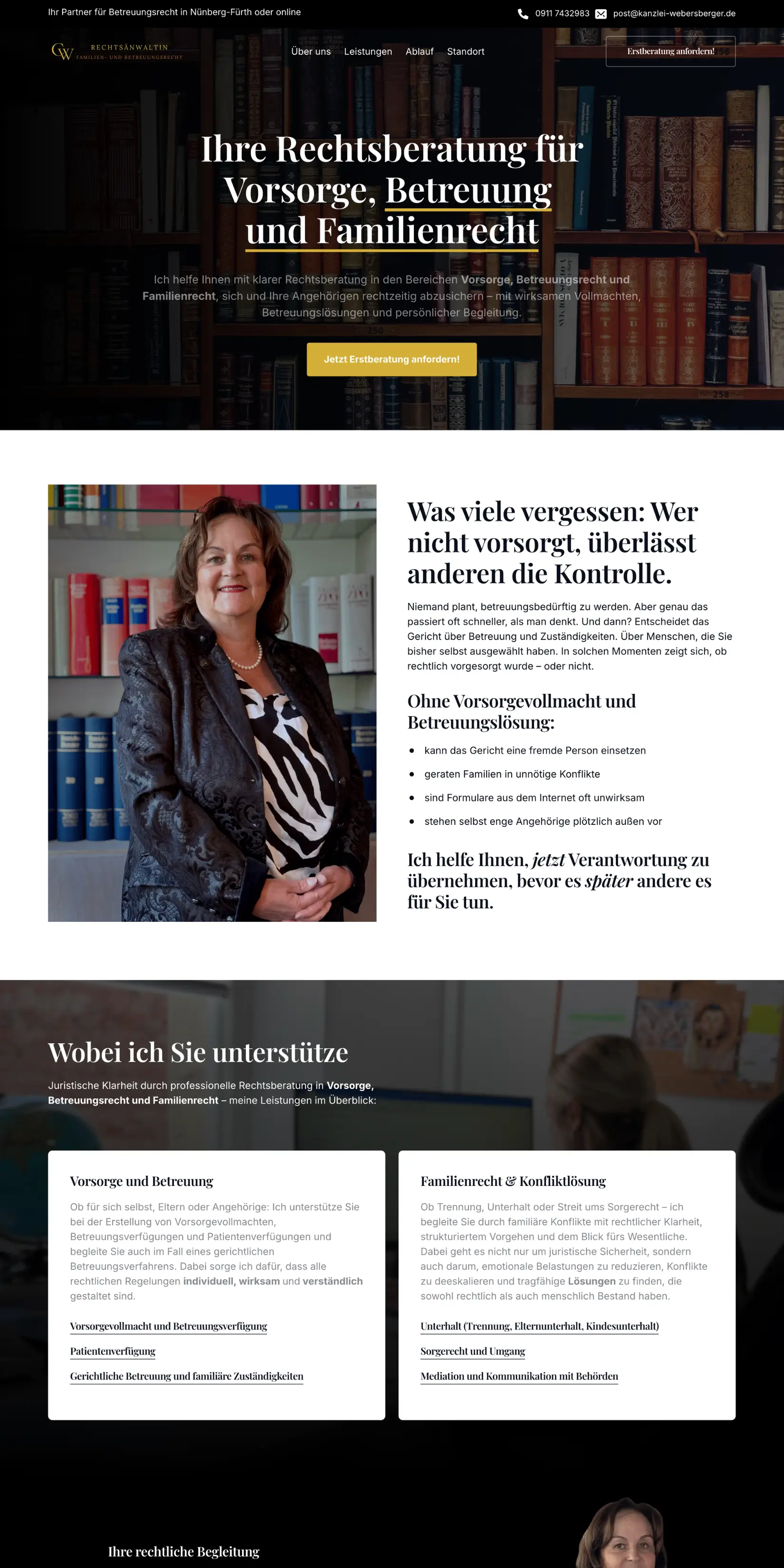 Seriöses und vertrauensbildendes Website Design für eine Anwaltskanzlei im Familienrecht