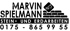 Schwarzes Logo mit „MARVIN SPIELMANN“, „STEIN- UND ERDARBEITEN“ und Telefonnummer „0175 - 865 99 55“.