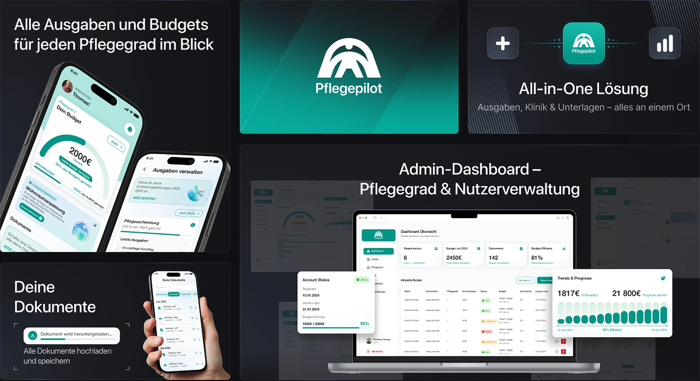 Pflegepilot — App-Ansichten