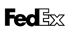 FedEx-Logo in Schwarz auf dunkelgrünem Hintergrund, mit einem versteckten Pfeil zwischen dem E und X.
