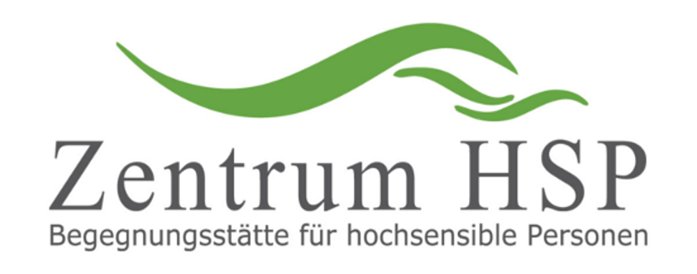 Logo mit grünen, wellenförmigen Linien und dem Text "Zentrum HSP Begegnungsstätte für hochsensible Personen".