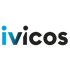 Ivicos Logo mit blauem "i" und "v", gefolgt von schwarzem "icos".