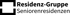 Logo der Residenz-Gruppe mit Text "Residenz-Gruppe Seniorenresidenzen" und einem grünen Kreuzsymbol.