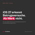 Textkachel von iTechGenius: iOS 27 erkennt Betrugsversuche. Ab Werk nicht.