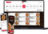 Laptop- und Smartphone-Bildschirme zeigen die L'Osteria-Website mit Pizza-Menü und Bestelloptionen.