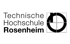 Logo der Technischen Hochschule Rosenheim, schwarzer Text links, stilisierte geometrische Form rechts.