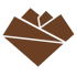 Geometrisches braunes Herz-Symbol im Origami-Stil vor schwarzem Hintergrund.