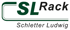 SL Rack Logo mit grünem Schriftzug SL und schwarzem Text Rack sowie dem Untertitel Schletter Ludwig.