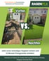 Vorher-Nachher-Vergleich eines Gartens mit Kunstrasen von Rasenfox: links ungepflegt, rechts mit perfektem Grün.