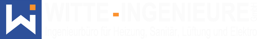 Logo: "Witte Ingenieure GmbH" in Weiß, darunter "Ingenieurbüro für Heizung, Sanitär, Lüftung und Elektrotechnik" auf Grün.