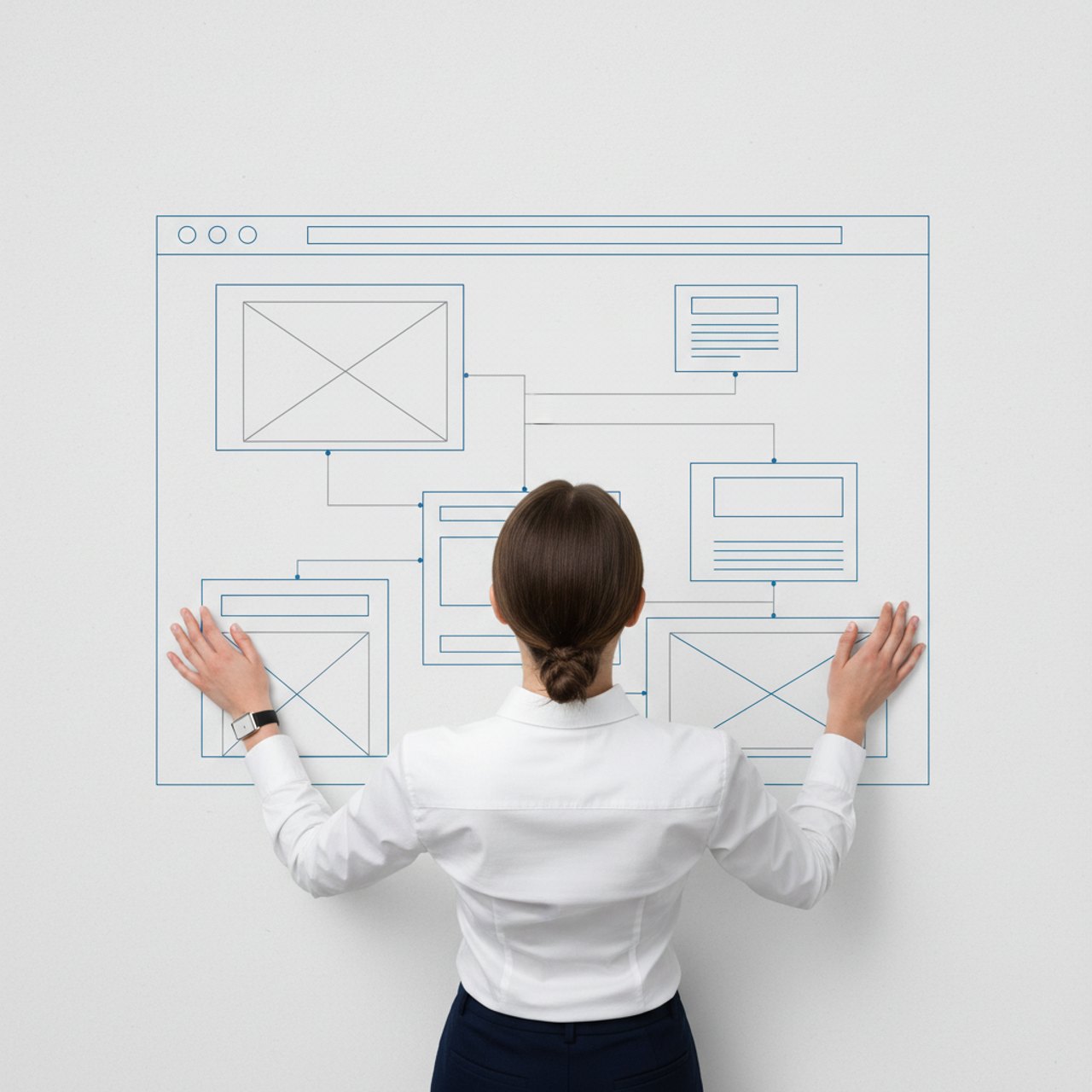 Wireframe-Darstellung der geplanten Seitenstruktur einer Unternehmenswebsite