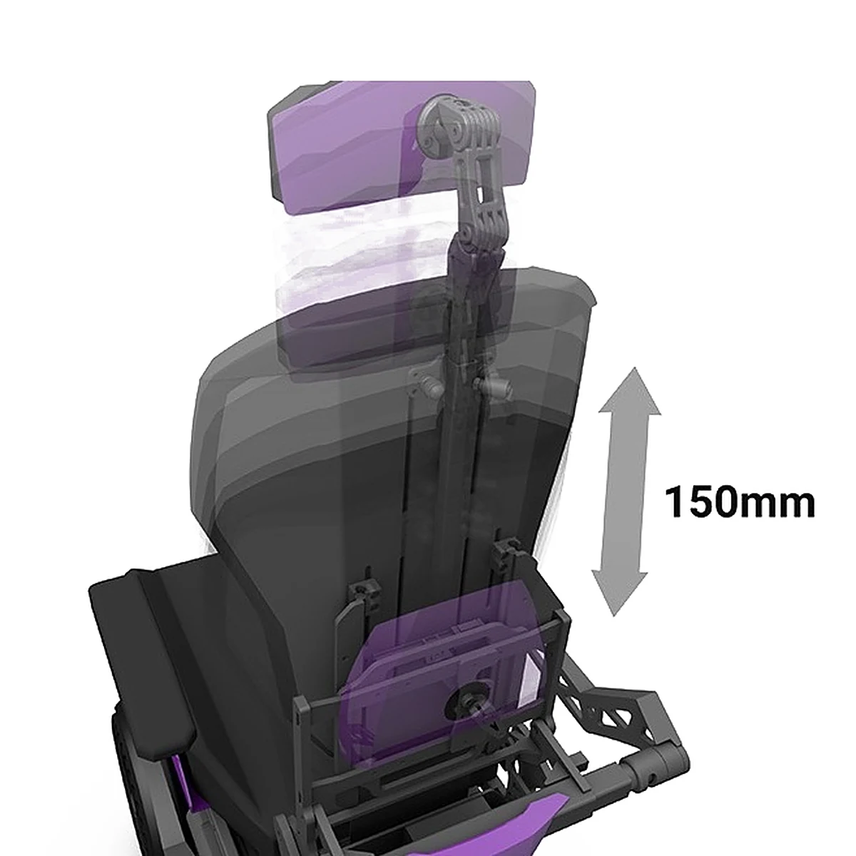 Biomechanischer Rücken des RP1 BIONIC mit 150 mm Verstellweg