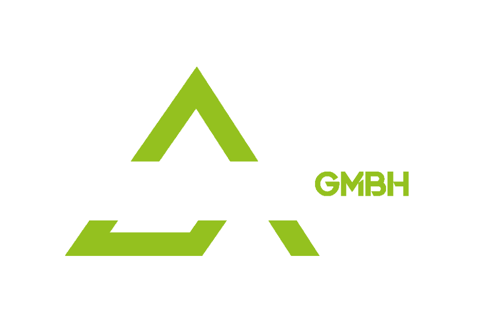 Logo der AL-REINIGUNG GMBH für Gebäudereinigung im Raum Rhein/Neckar mit grün-weißen Winkelelementen auf schwarzem Grund.