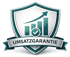 Wappen mit steigendem Balkendiagramm, Pfeil und Häkchen, darunter Band mit Text "UMSATZGARANTIE".