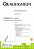 Zertifikat "QUALIFIKATION Norman Richter" für DIN EN ISO 45001 Basiswissen Arbeitsschutzmanagement, VOREST AG.