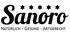 Sanoro-Logo mit sechs Sternen und dem Text „NATÜRLICH • GESUND • ARTGERECHT“.